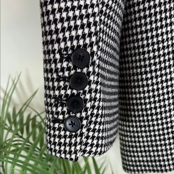Hush UK Houndstooth Blazer Two Button Black White UK 12 US 8 Wool Blend - Picture 9 of 16